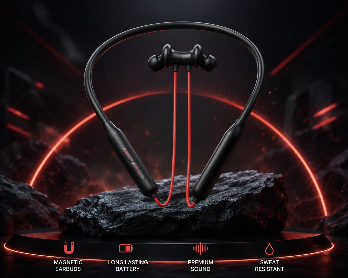 Wireless Bluetooth Neckband Earphones – Magnetic Sports Earbuds with Deep Bass