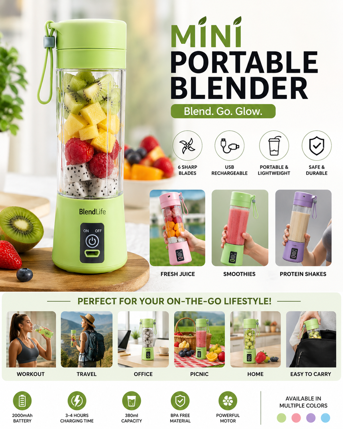 Mini Portable Blender – Fresh Juice Anytime, Anywhere!