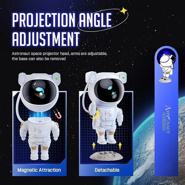 GalaxyGlow Astronaut Projector™ – 360° Magnetic Rotation, Remote Control & Starry Night Lamp