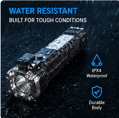 GadgetsVault® 8-in-1 Rechargeable Emergency Flashlight