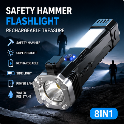 GadgetsVault® 8-in-1 Rechargeable Emergency Flashlight